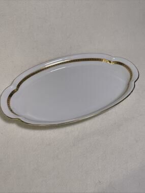 Antique Porcelain White /Gold Gilded Small Platter Royal Tettau